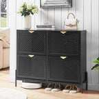 Shoe Cabinet with 4 Flip Drawers, Narrow Entryway Rack, Black by VIPLUMI