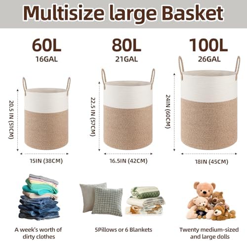 OIAHOMY 60L Nursery Hamper Laundry Basket Laundry Hamper Gradient Brown - Image 2