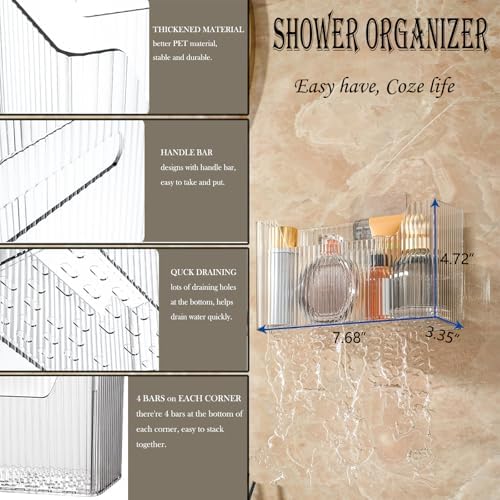 Lae Nuvole Adhesive Cabinet Door Organizer, 2 Pack Wall Shower Caddy, Clear - Image 2