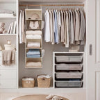 StorageWorks 6-Shelf Hanging Closet Organizer, Hanging Shelves for Closet, Fabric, Mixing of Beige, White & Ivory, 12" D x 12" W x 47 1⁄2" H - Image 2