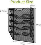 EasyPAG Wall File Organizer 5 Tier Hanging Paper Folder Holder, Zero Assembly Metal Mesh Wall Mounted Mail Organizer for Office Home Classroom Narrow Spaces, Black - Image 4