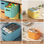 ORGIDOL 8 Pack Colorful Storage Bins with Lids Stackable Storage Container for Organizing, Storage Boxes with Handle for Shelves, Cute Storage Bin for Craft, Snacks, 9.85x6.9x5.7 inch - Image 5