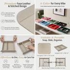 UnionBasic Medium Valet Tray, Jewelry Tray for Rings Watches Earrings, Entryway Catchall Caddy for Coins Keys Change, Nightstand Bedside Valet Holder, Trays for Electronic Gadgets, Beige Plus - Image 2