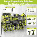 POKIPO Upgrade Power Tool Organizer Wall Mount with Charging Station,4 Layer Heavy Duty Metal Storage Rack Loads 600lbs with 8 Cordless Drill Holder,4 Outlet Power Strip Battery Utility Rack for Man - Image 4