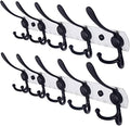 Dseap Wall Mounted Coat Rack - 5 Tri Hooks, Heavy Duty, Stainless Steel, Metal Coat Hook Rail for Coat Hat Towel Purse Robes Mudroom Bathroom Entryway (White & Black, 2 Packs) by Dseap