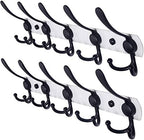 Dseap Wall Mounted Coat Rack - 5 Tri Hooks, Heavy Duty, Stainless Steel, Metal Coat Hook Rail for Coat Hat Towel Purse Robes Mudroom Bathroom Entryway (White & Black, 2 Packs) by Dseap