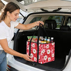 Trunk Organizer Collapsible Car Organizer with Handle Car Storage Box Bin for Groceries SUV Utility Tote Bag Portable Vehicle Container Leopard Print Daisy Red - Image 7