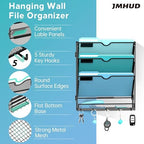 4-Tier Wall File Organizer and Mail Organizer with 5 Hooks, 2 Pack - Image 3