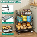 Giwil 3-Tier Rolling Pantry Organizers Fruit Vegetable Storage Basket Cart - Image 5