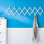 SKOLOO Accordion Wall Hanger with 22 Hooks, Modern Expandable Coat Rack Hat Rack for Wall, Solid Wooden, White - Image 2