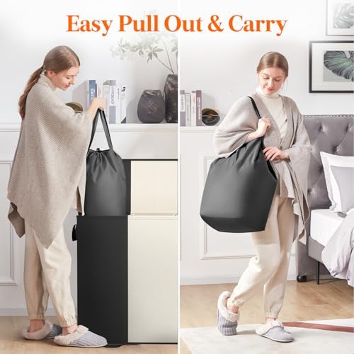 Lifewit Laundry Hamper with Lid, Removable Laundry Bags, Black&White&Gray - Image 5