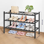 Kitsure Bamboo Wooden Shoe Rack for Closet, 26.8" Wide - 3 Tiers, Black - Image 2