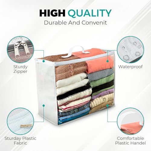 VitalUp 3 Pack Clear Plastic Storage Bags, Durable Zippered Storage Bags for Comforters, Blankets, Clothes, and Bedding - Breathable Nonwoven with Clear Front for Easy Organizing, 20x20x8 - Image 5