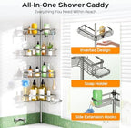 HAMITOR Shower Organizer Tension Pole: 4 Tier L-Shaped Corner Bath Shelf - Image 6