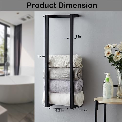 Towel Rack for Rolled Towels, Towel Rack for Bathroom,Wall Mounted Metal Bathroom Organizer, Bath Towel Holder Wall for Modern Small Space Bathroom Towel Storage (White) - Image 6