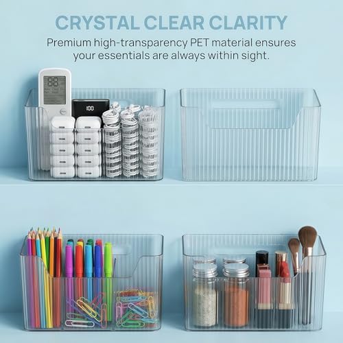2 Pack Cabinet Door Organizer, Clear Storage Caddy, Adhesive Wall Mounted Organizer Bins, with Self Adhesive Tape, for Bathroom, Kitchen, Cabinet, Living Room - Image 4