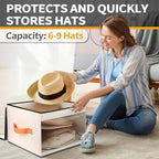 kushon Upgraded Hat Storage Box for Women & Men,Closet Hat Boxes Organizer Bag with Dustproof Lids,Cowboy Hat Box,Hat Carrier Case For Travel - Image 3