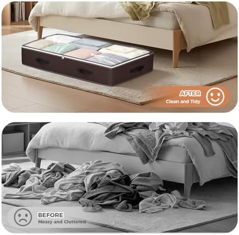 Budding Joy 6 Pack 95L Under bed Storage Containers Brown | Underbed Storage Bags for Blankets, Towels, Comforter, Sweaters, Linen Sheets, Wrapping Paper - Image 7