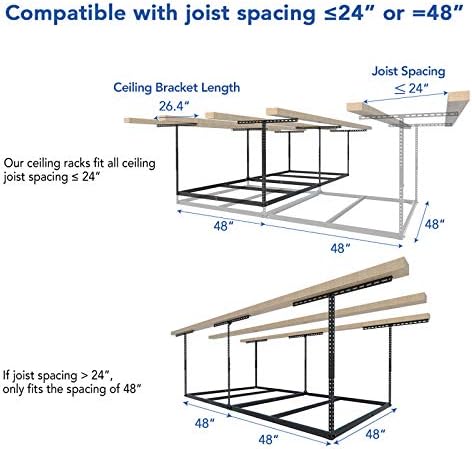 FLEXIMOUNTS 4x8 Overhead Garage Storage Rack, Without Decking, Black - Image 6
