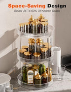 3-Tier Lazy Susan Bathroom Countertop Organizer, 360° Clear Rotating Storage Tray, Cosmetics and Perfume Organizer, Spinning Storage Tray Vanity Organizer Shelf for Bathroom Cabinet, Kitchen(Medium) - Image 3
