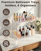 2 Tier Bathroom Counter Organizer, Clear Vanity Shelf Organizer for Skincare & Perfume, Non-Slip Bathroom Counter Shelf for Small Spaces, Bathroom Vanity Organizer Countertop (Rectangular) - Image 4