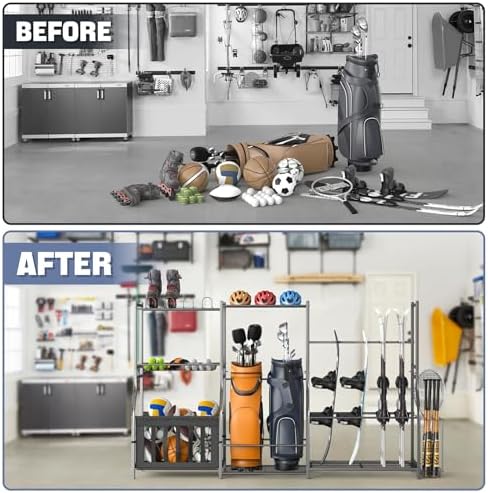 WALMANN Garage Sports Equipment Organizer Stand, Freestanding Ski Rack - Image 7