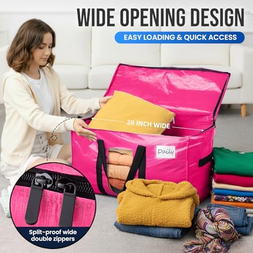TAILI 4 Pack Pink Extra Large Moving Bags,Storage Bags with Visible Window - Image 4