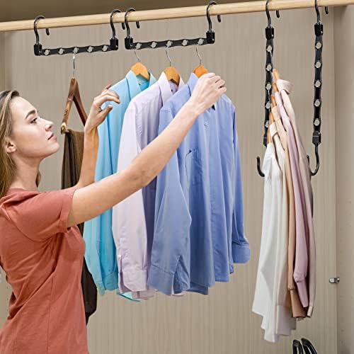 16 Pack Hangers Space Saving Magic Space Saver Smart Plastic Hangers Black | Clothes Hanger Organizer Closet Organizers and Storage for Closet Wardrobe Apartment College Dorm Room Essentials - Image 6