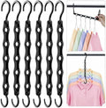 HOUSE DAY College Dorm Essentials 6 Pack, Multifunctional Closet Organizers | Back to School, Closet Organizers and Storage Magic Space Saving Hangers with 5 Holes, Storage Organization for Closet- Black by HOUSEDAY