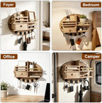 KITHELP Key Holder for Wall, Key and Mail Organizer for Wall with Storage Drawer and 5 Key Hooks, Key Hanger Wall Mount, Key Rack for Entryway Organizer Hallway Bedroom Farmhouse Home Decor - Image 7