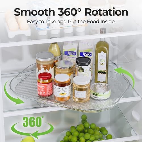 LAMU Lazy Susan Organizer Turntable 15.67''x11.7'' for Refrigerator Organizers and Storage, Fridge Organizer, Condiment Organizer for Kitchen, Table Top, Cabinet, Pantry, Countertop, 2 Pack - Image 3