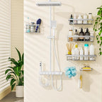 Moforoco Adhesive Shower Caddy Organizer Shelves Rack - 5 Pack Corner Bathroom Storage Organization, Home & Kitchen Decor Inside RV Accessories, Hanging First Apartment Household Camper Essentials - Image 6