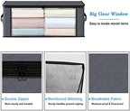HomeHacks 10-Pack Clothes Organizer Storage Bags, 35L Storage Bins, Gray | Foldable Storage Box Container with Zippers, Clear Window, Reinforced Handles for Closet, Dorm, Pillows, Bedding, Sweater - Image 3