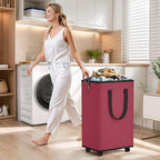 SpaceTrove Rolling Laundry Basket with Wheels, Laundry Hamper, 80L, Red - Image 3
