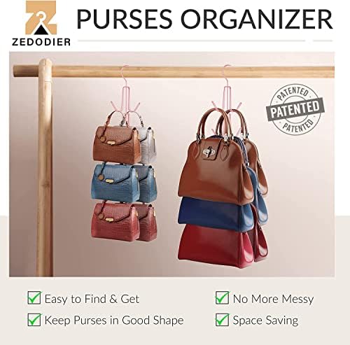 ZEDODIER 4 Pack Purse Hanger, Purse Organizer for Closet, Holds 24 Bags - Image 2