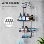 DAOYA Over the Shower Head Caddy with 2 Baskets & Soap Holder, Non-Slip Design for 0.82-Inch Showers, Black, Stainless Steel - Image 4