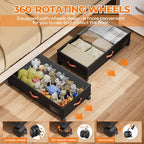 Under Bed Storage with Wheels,2-Pack Under Bed Storage Containers with Clear Lids,XXL Large Under the Bed Storage Organizer Bins With Handles,Space Saving Design for Clothes,Shoes,Books-Black - Image 4