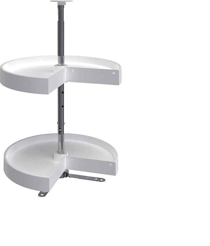 Rev-A-Shelf 18" Pie-Cut Dual Tier Lazy Susan Organizer for Corner Wall Kitchen Cabinets, Plastic Home Rotating Storage Shelves, White, 2942-18-11-1 - Image 10