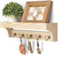 Rebee Vision Key Holder Wall Mount with Shelf for Room Decor, Natural Wood by REBEEVISION