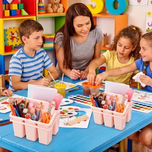 WILLBOND 12 Pcs Classroom Storage Caddies Stackable Utility Caddy, Pink - Image 2