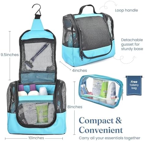 The Fine Living Co. Portable Shower Caddy Hanging Mesh Shower Caddy,10x4x8" - Image 2