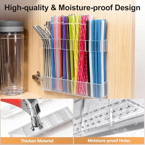 9.5” Large Acrylic Straw Holder for Cabinet Door, Adjustable Two-Part - Image 5