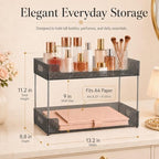 Goderewild 2 Tier Bathroom Counter Organizer, Multi-Purpose Cosmetics Skincare Shelf, Makeup Organizer for Vanity Tray, Countertop Storage Solution for Kitchen and Bath. (Smoky Gray) - Image 2