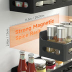 Sevenblue 6-Pack Magnetic Spice Rack for Refrigerator with Hooks, Black - Image 2