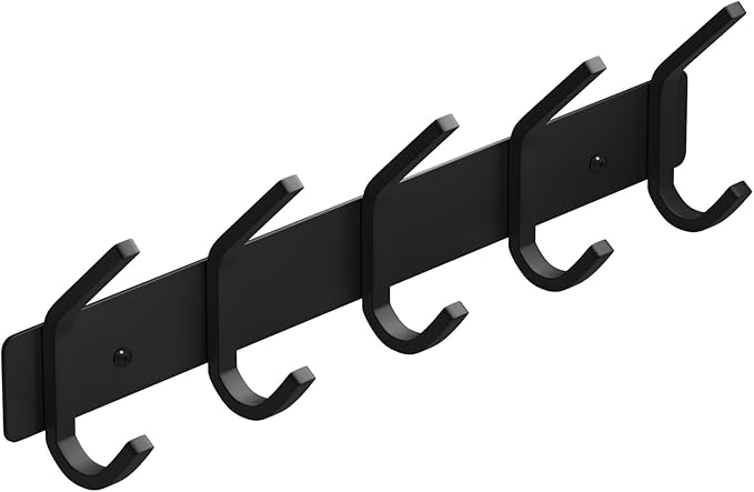 VAEHOLD Wall Hooks, Heavy Duty Aluminum Towel Hooks for Hanging Coat, Hat, Key, Clothes, Closet Hook Wall Mount for Kitchen, Bathroom, Office (“C“ Shape Coat 5 Hooks 1 Pack) by VAEHOLD
