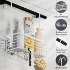 SHANSHUI Shower Caddy Hanging Bathroom Organizer Basket, Shampoo Bracket, Over Door Showers Caddy with Hooks, 304 Stainless Steel Rust Proof Rack- White - Image 5