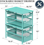 Simple Houseware Stackable 2 Tier Sliding Basket Drawer, Turquoise - Image 2