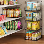 5 Pack XXL Stackable Wire Storage Basket, Extra Large Capacity Pantry Organizer and Storage, Muti-Purpose for Fruit Vegetable Basket & Toy Bin & Snack Organizer - Image 6