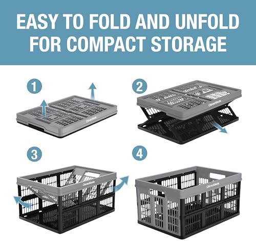 CleverMade Collapsible Utility Crate (Recycled) - 45L - Stone (3PK) - Image 5
