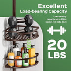 HAMITOR Shower Caddy Tension Pole, Adjustable Bathroom Storage Organizer - Image 4
